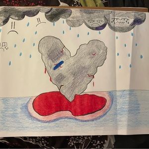 Drawing of broken heart